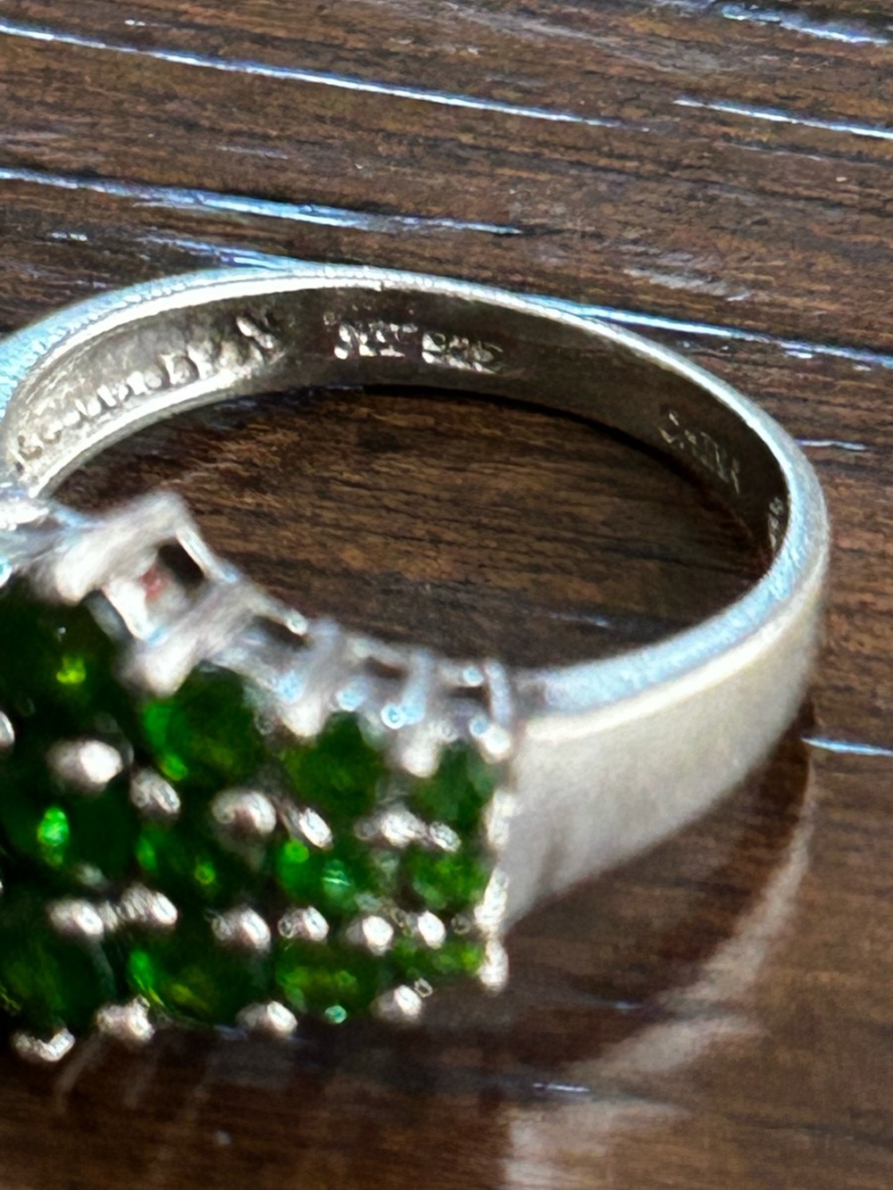 Stunning .925 Sterling Silver Chrome Diopside Cluster Ring size 8 - Picture 7 of 11